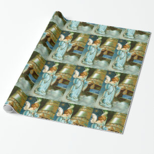 Vintage viktorianischer Engel und Glocke Weihnacht Geschenkpapier