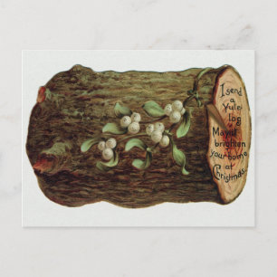 Vintage viktorianischer Julklotz Weihnachten Postkarte