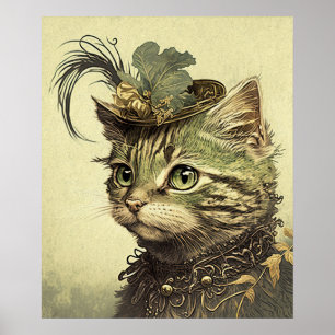 Vintage viktorianischer Katzenposter-Druck Wandkun Poster