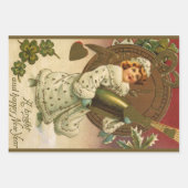 Vintage viktorianischer Neujahrsengel mit Champagn Geschenkpapier Set (Vorderseite 2)