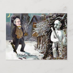 Vintage viktorianischer Schneemann Schlägertyp Wei Postkarte