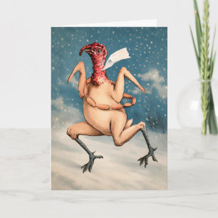 Vintage viktorianischer seltsamer Truthahn-Feierta Feiertagskarte
