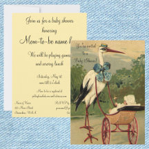 Vintage viktorianischer Storch mit Kinderwagen Bab