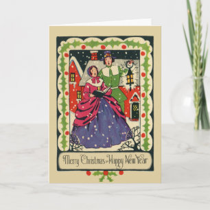 Vintage viktorianischer traditioneller Weihnachtss Feiertagskarte