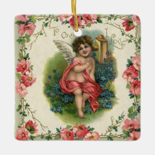 Vintage viktorianischer Valentinstag‑Cherub am Tel Keramikornament