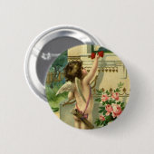 Vintage viktorianischer Valentinstag, Engelherzen Button (Vorne & Hinten)