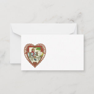 Vintage viktorianischer Valentinstag, Junge im Her Mitteilungskarte