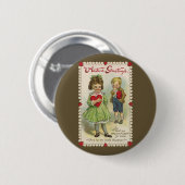Vintage viktorianischer Valentinstag, schüchterne Button (Vorne & Hinten)