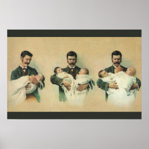 Vintage viktorianischer Vatertag, es sind Drilling Poster