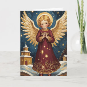 Vintage viktorianischer Weihnachtsengel Sternennac Karte