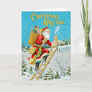 Vintage viktorianischer Weihnachtsmann auf einer L Feiertagskarte