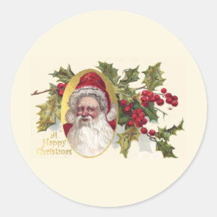 Vintage viktorianischer Weihnachtsmann, ca. 1906 W Runder Aufkleber