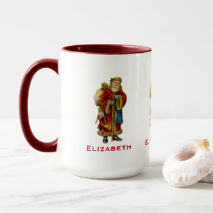 Vintage viktorianischer Weihnachtsmann mit Spielze Tasse