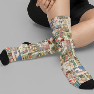 Vintage viktorianischer Weihnachtsurlaub Santa Socken