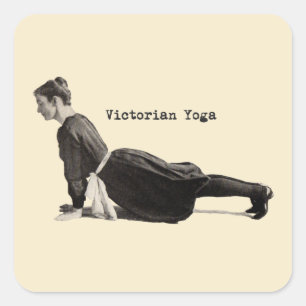 Vintage viktorianischer Yoga-Frau Aufwärts Hund Po Quadratischer Aufkleber