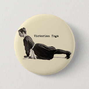 Vintage viktorianischer Yoga-Frauen-Aufwärts-Hund- Button