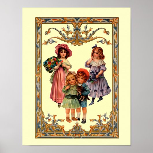 Vintage viktorianisches Kinderkunstposter Poster (Vorne)