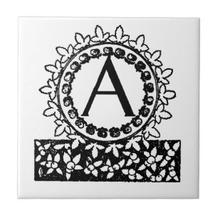 Vintage viktorianisches Monogramm Buchstabe A Fliese