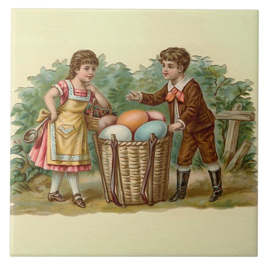 Vintage viktorianisches Ostern Fliese (Vorderseite)