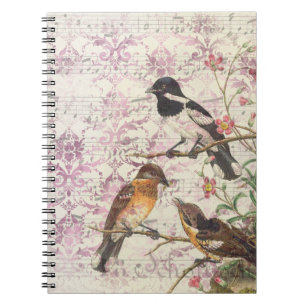 Vintage viktorianisches Vögel Notizbuch Elegante Notizblock