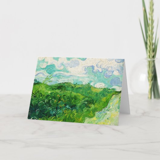 Vintage Vincent Van Gogh-Grüne Weizenfelder Karte (Vorderseite)