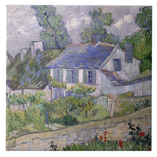 Vintage Vincent van Gogh-Häuser in Auvers Fliese (Vorderseite)