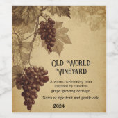 Vintage Vineyard Wine Bottle Label Weinetikett (Einzelnes Label)