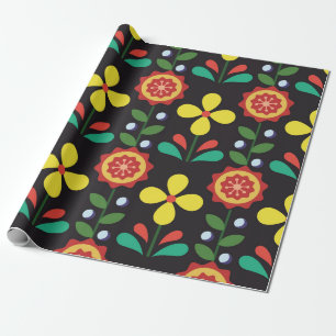 Vintage Vintage Blume-Vertikallinien im Retro-Modu Geschenkpapier