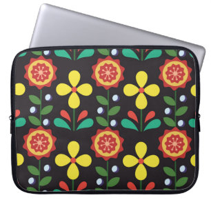 Vintage Vintage Blume-Vertikallinien im Retro-Modu Laptopschutzhülle