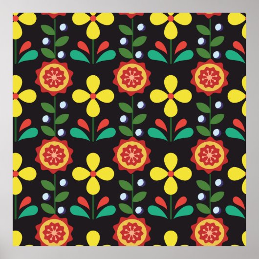 Vintage Vintage Blume-Vertikallinien im Retro-Modu Poster (Vorne)