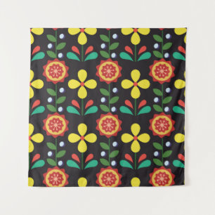 Vintage Vintage Blume-Vertikallinien im Retro-Modu Wandteppich