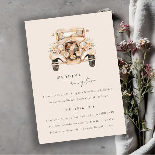 Vintage Vintage Car Hochzeitsempfang mit weichem B Begleitkarte