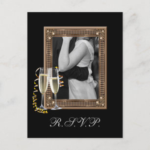 Vintage Vintage Champagnerbrille Hochzeit RSVP Einladungspostkarte