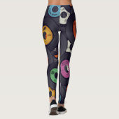Vintage Vinyl Platten - Hintergrund Leggings (Rückseite)