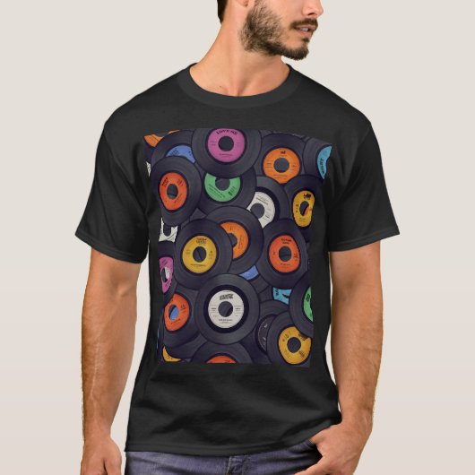 Vintage Vinyl Platten - Hintergrund T-Shirt (Vorderseite)