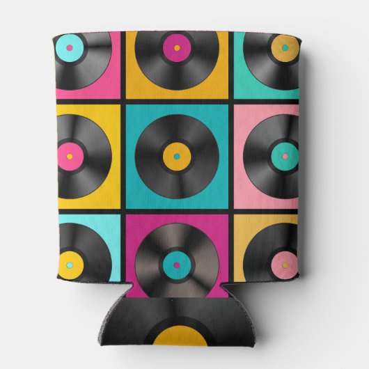 Vintage Vinyl Platten Retro Hintergrund Dosenkühler (Rückseite)