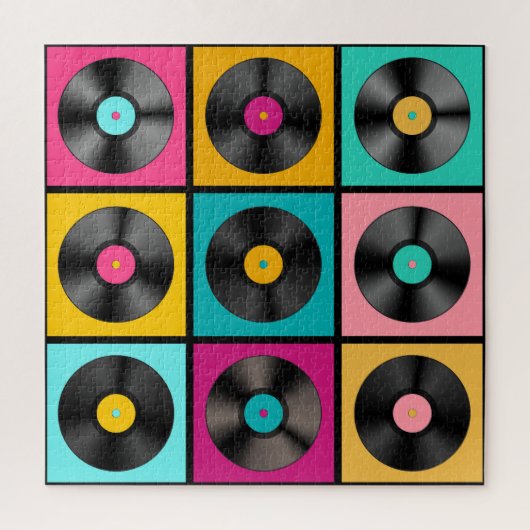 Vintage Vinyl Platten Retro Hintergrund Puzzle (Vertikal)
