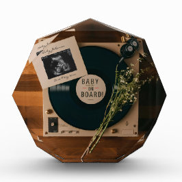 Vintage Vinyl Record Player Pregnancy Ankündigung Fotoblock