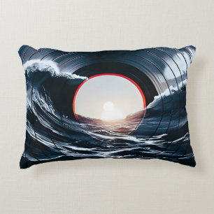Vintage Vinyl Surf Wave Ozean Retro Musik Dekokissen