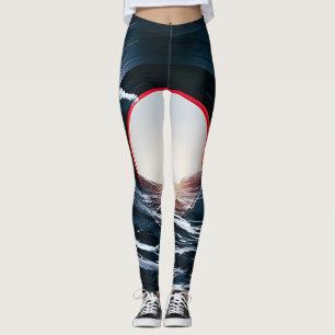 Vintage Vinyl Surf Wave Ozean Retro Musik Leggings