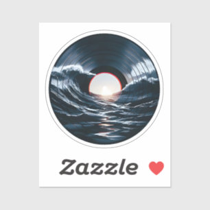 Vintage-Vinyl-Surf-Welle Ozean Retro-Musik Aufkleber