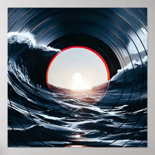 Vintage-Vinyl-Surf-Welle Ozean Retro-Musik Poster