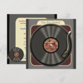 Vintage Vinylaufzeichnungs-Party Einladungen (Vorne/Hinten)
