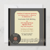 Vintage Vinylaufzeichnungs-Party Einladungen (Rückseite)