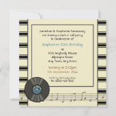 Vintage Vinylaufzeichnungs-Party Einladungen (Rückseite)