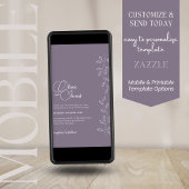 Vintage Violet Moderne Hochzeit QR Code Einladung