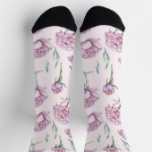 Vintage Violet Peony Flowers Seamless Pattern Socken (Oben)
