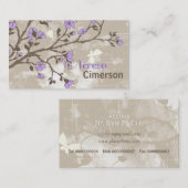 Vintage violette Blumen Blumentaupe Visitenkarte (Vorne/Hinten)