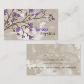 Vintage violette Blumen Blumentaupe Visitenkarte (Vorne/Hinten)