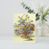 Vintage violette Blumen Postkarte (Stehend Vorderseite)